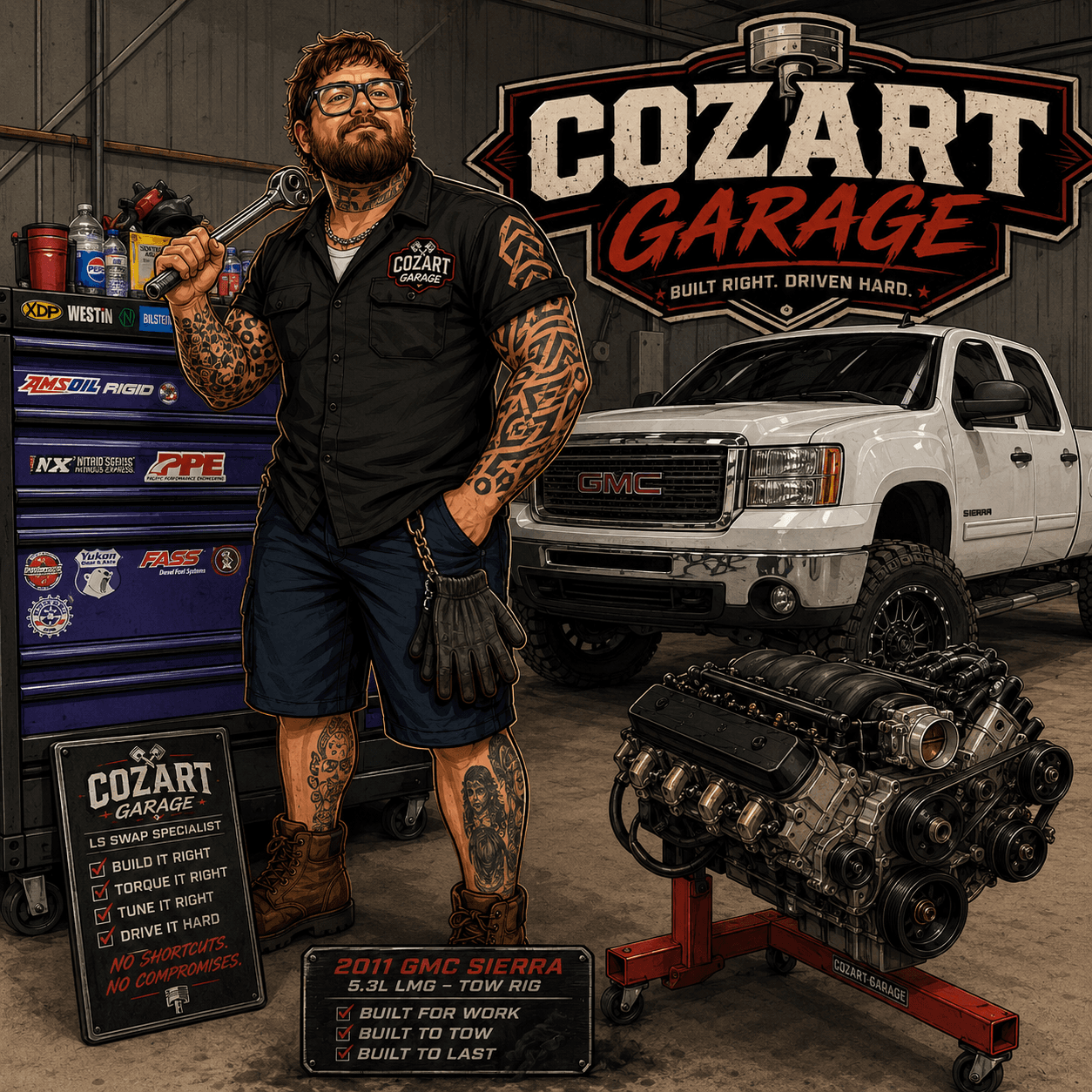 Cozart Garage — LS rebuild specialist working on a truck